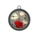 Pendentif Cabochon Argent - coquelicot