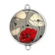 Connecteur Cabochon Argent - coquelicot