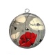 Pendentif Cabochon Argent - coquelicot