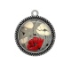 Pendentif Cabochon Argent - coquelicot