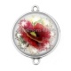 Connecteur Cabochon Argent - coquelicot