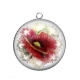 Pendentif Cabochon Argent - coquelicot