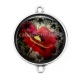 Connecteur Cabochon Argent - coquelicot