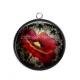 Pendentif Cabochon Argent - coquelicot