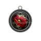 Pendentif Cabochon Argent - coquelicot