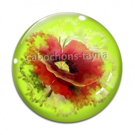 Cabochon Verre - coquelicot