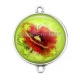 Connecteur Cabochon Argent - coquelicot