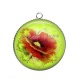 Pendentif Cabochon Argent - coquelicot