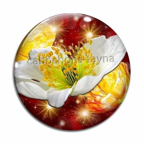 Cabochon Verre - coquelicot