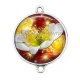 Connecteur Cabochon Argent - coquelicot
