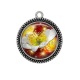 Pendentif Cabochon Argent - coquelicot