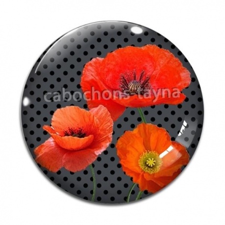 Cabochon Verre - coquelicot