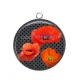 Pendentif Cabochon Argent - coquelicot
