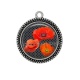 Pendentif Cabochon Argent - coquelicot