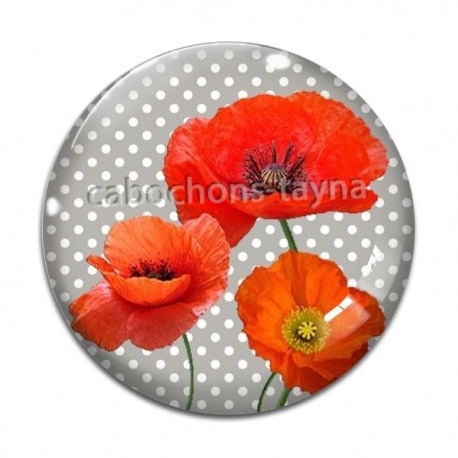 Cabochon Verre - coquelicot