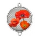 Connecteur Cabochon Argent - coquelicot