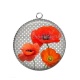 Pendentif Cabochon Argent - coquelicot