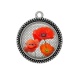Pendentif Cabochon Argent - coquelicot