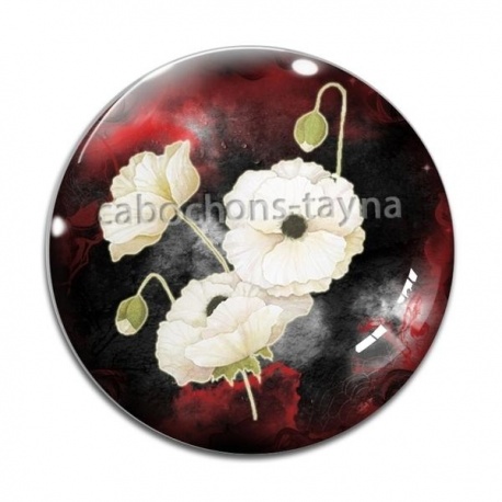 Cabochon Verre - coquelicot