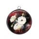 Pendentif Cabochon Argent - coquelicot
