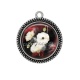 Pendentif Cabochon Argent - coquelicot