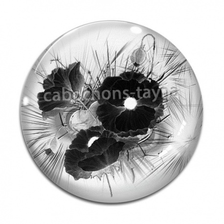 Cabochon Verre - coquelicot