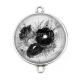 Connecteur Cabochon Argent - coquelicot