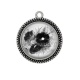 Pendentif Cabochon Argent - coquelicot
