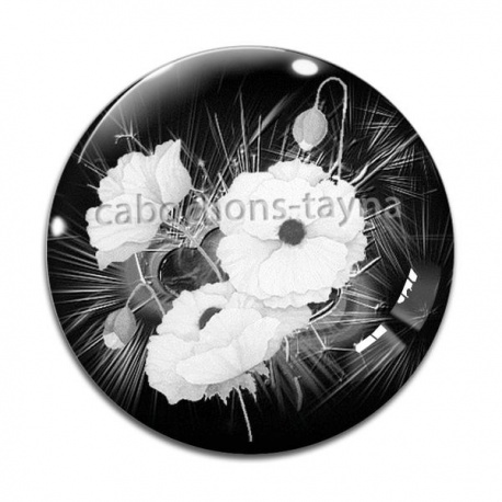 Cabochon Verre - coquelicot