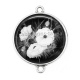 Connecteur Cabochon Argent - coquelicot