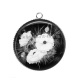 Pendentif Cabochon Argent - coquelicot