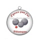 Pendentif Cabochon Argent - j'peux pas j'ai pétanque
