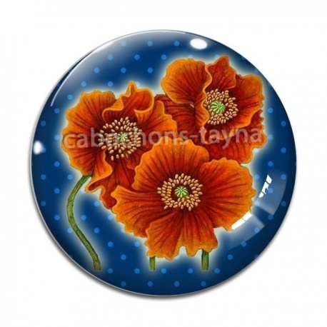 Cabochon Verre - coquelicot