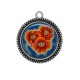 Pendentif Cabochon Argent - coquelicot