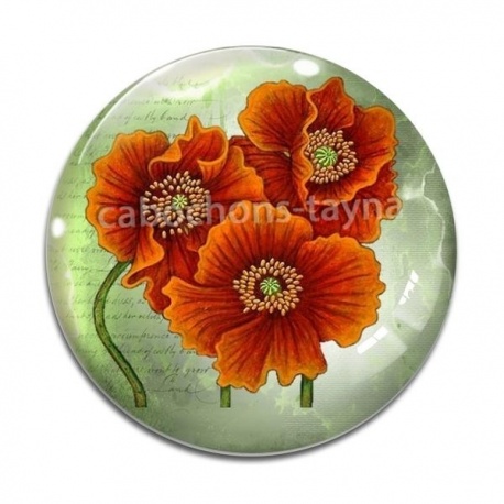 Cabochon Verre - coquelicot