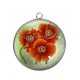 Pendentif Cabochon Argent - coquelicot