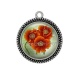 Pendentif Cabochon Argent - coquelicot