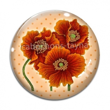 Cabochon Verre - coquelicot