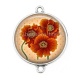 Connecteur Cabochon Argent - coquelicot