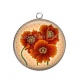 Pendentif Cabochon Argent - coquelicot