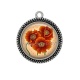 Pendentif Cabochon Argent - coquelicot