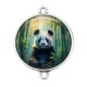Connecteur Cabochon Argent - panda