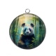 Pendentif Cabochon Argent - panda