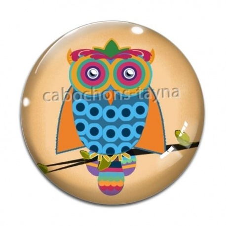 Cabochon Verre - chouette