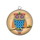 Pendentif Cabochon Argent - chouette
