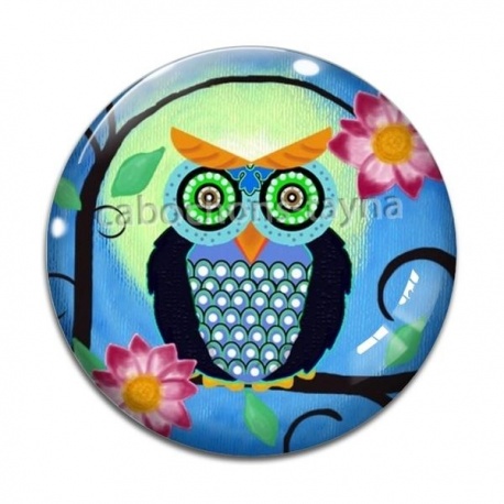 Cabochon Verre - chouette
