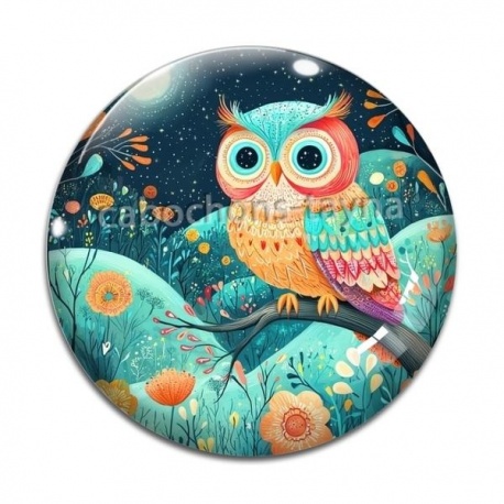 Cabochon Verre - chouette
