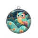 Pendentif Cabochon Argent - chouette