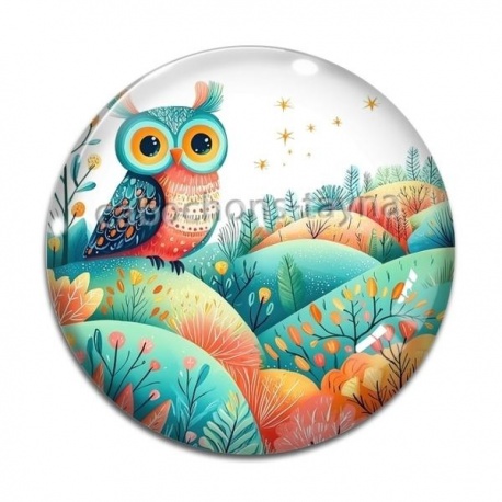 Cabochon Verre - chouette
