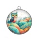Pendentif Cabochon Argent - chouette